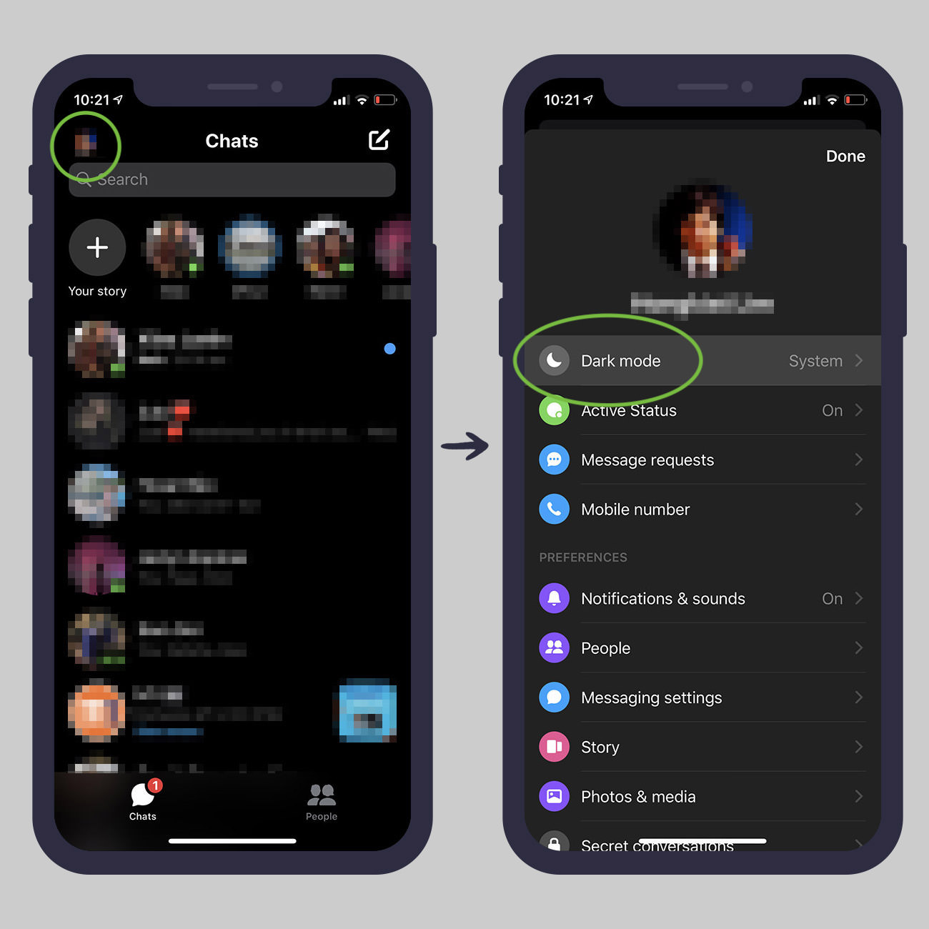 messenger dark mode