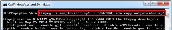 ffmpeg resize on output