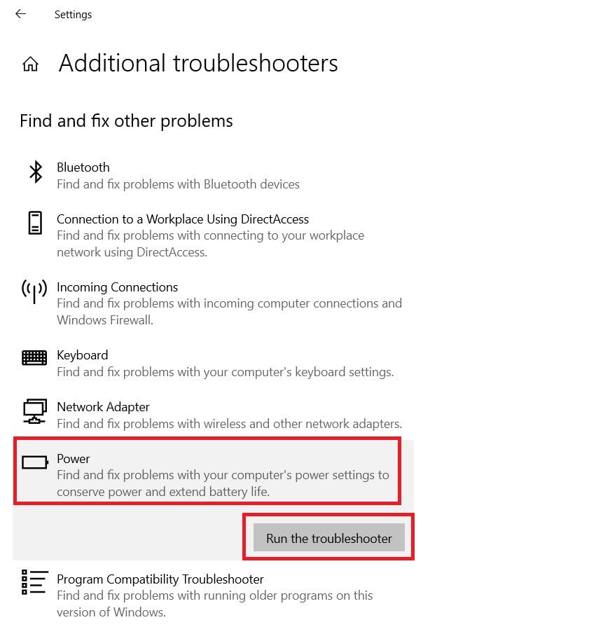 run the troubleshooter