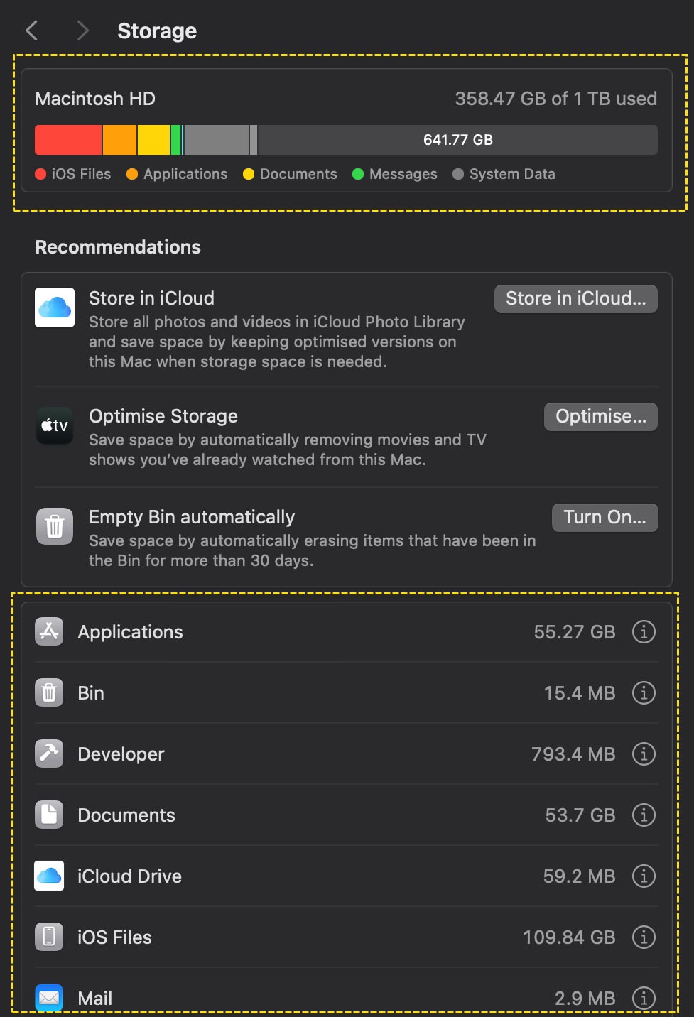 View storage space usage on Mac