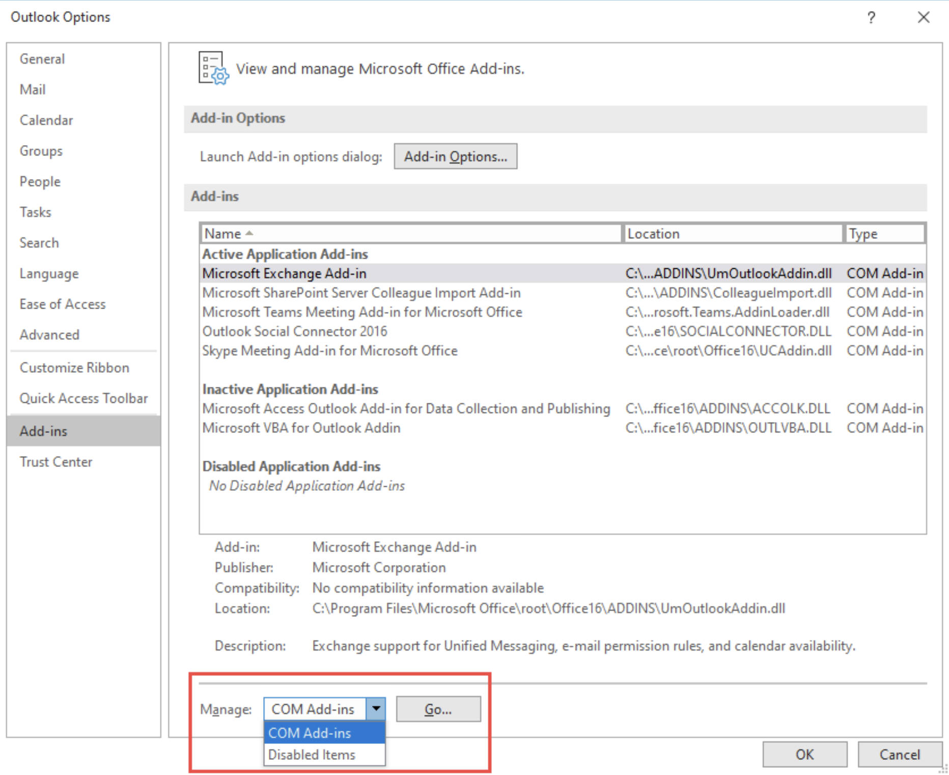 Managing COM Add-ins in Excel