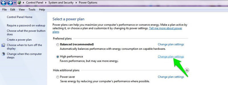 change plan settings