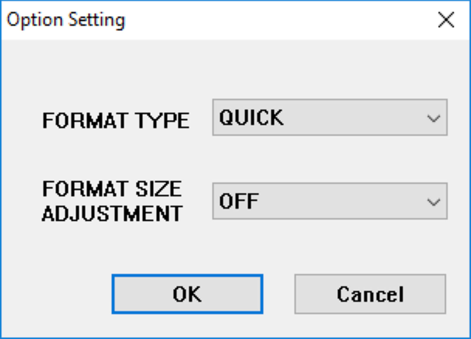 Choosing overwrite format option in SD Memory Card Formatter