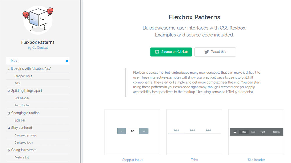 домашняя страница шаблонов flexbox