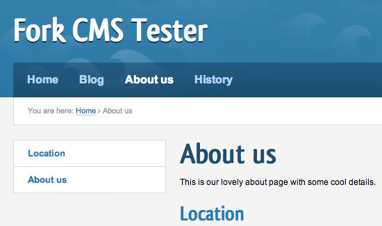 Fork CMS Triton theme template default installation