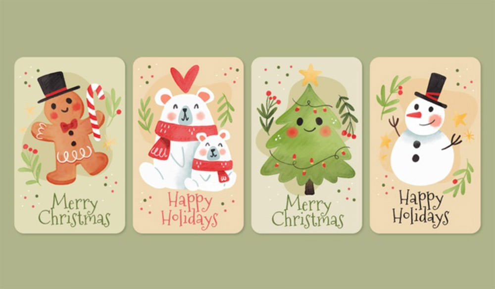 Watercolor christmas cards