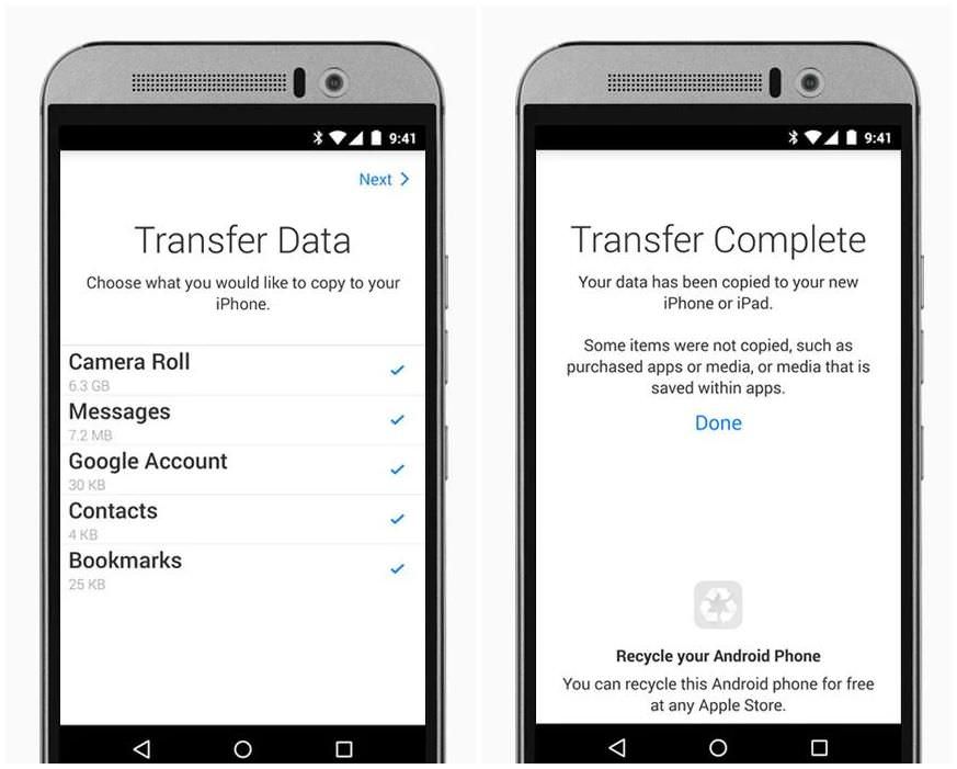 Transfer data from Android using Move to iOS