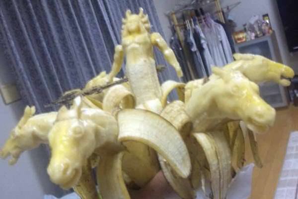 Epic banana sculpture of Poseidon