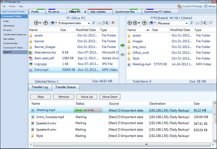 FTP Manager Lite interface