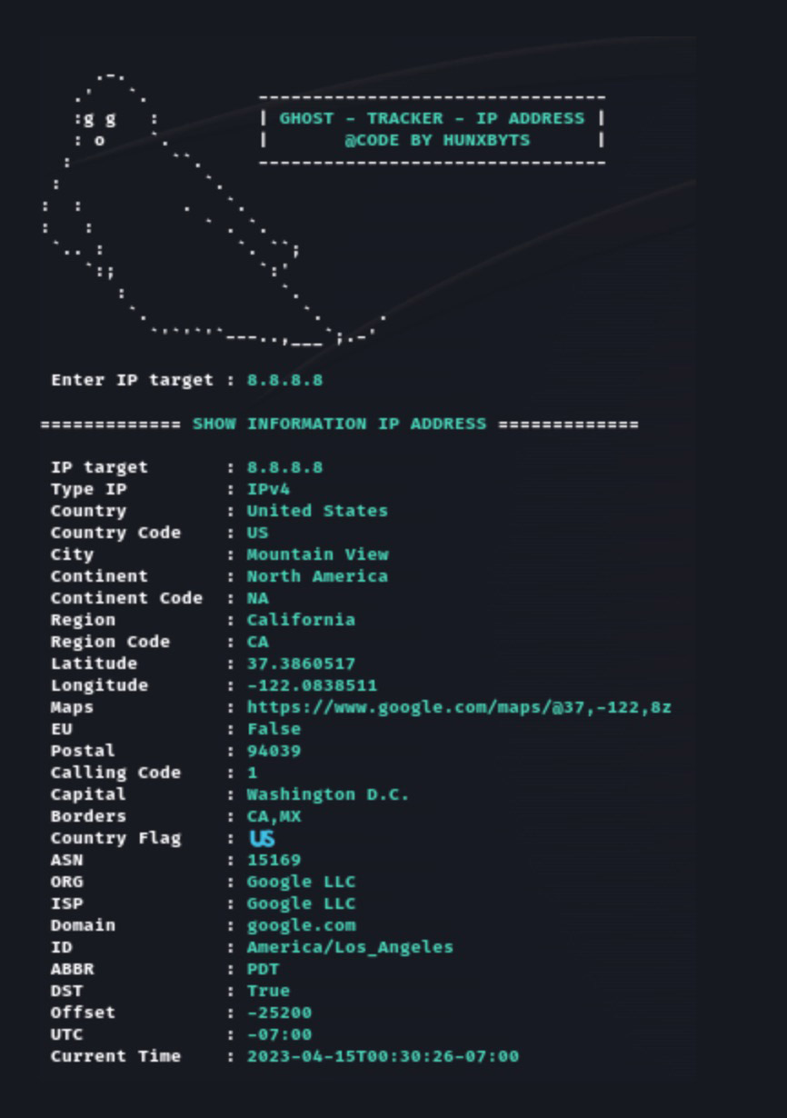 IP Tracker output