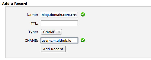 Adding a CNAME record in cPanel