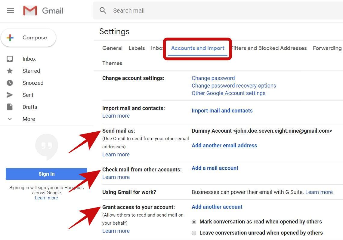 Gmail settings