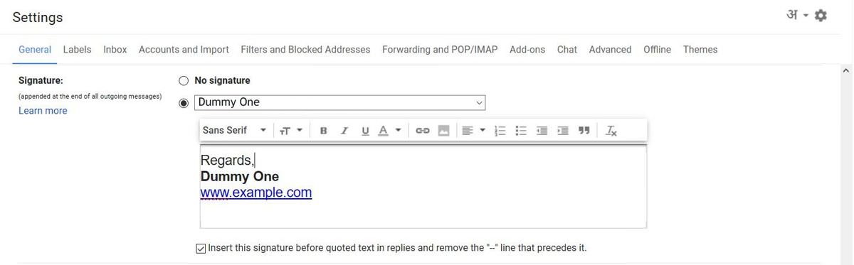 Reviewing Gmail Signature