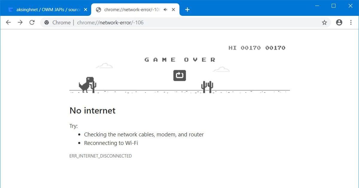 Play with the T-Rex on Google Chrome