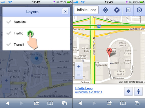 using google maps in html page layers