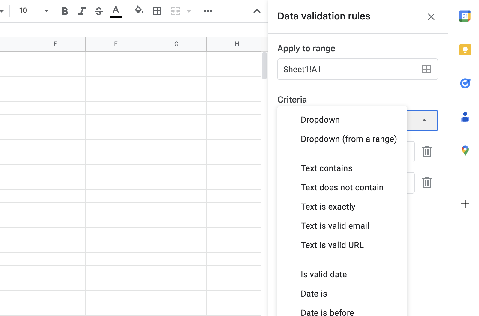 option within criteria