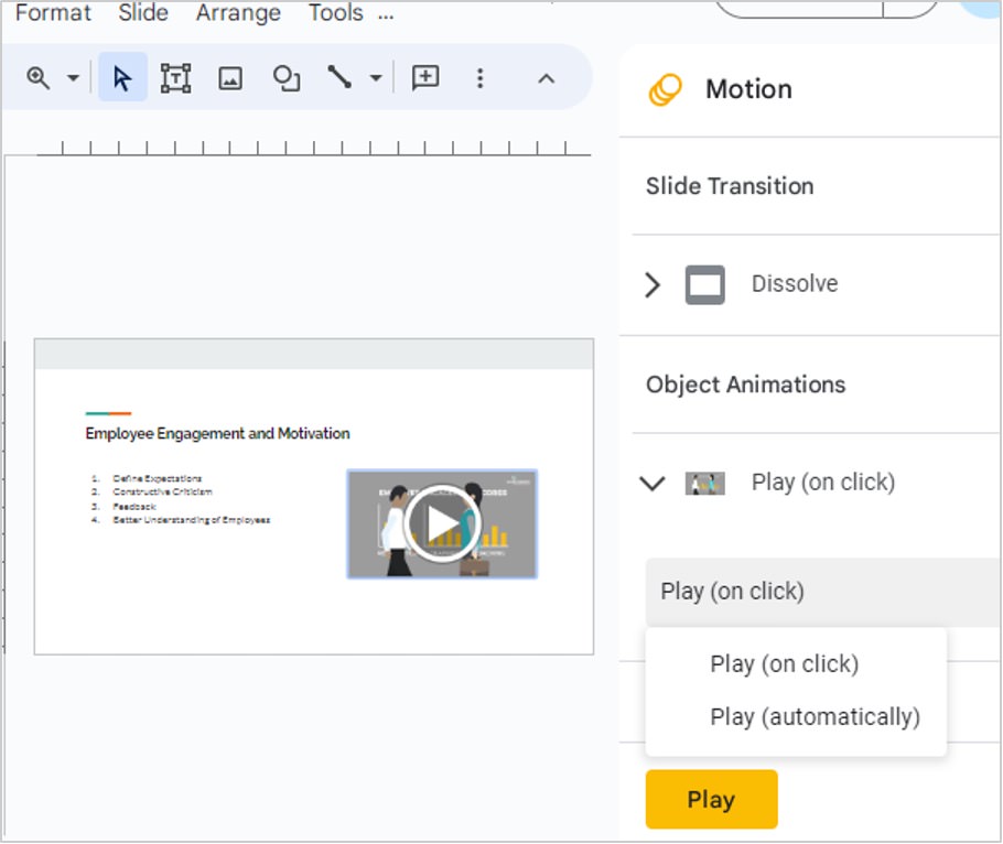 apply animation google slides