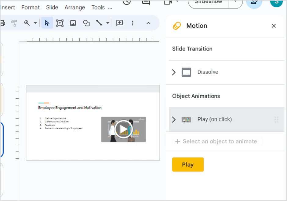 apply animation google slides