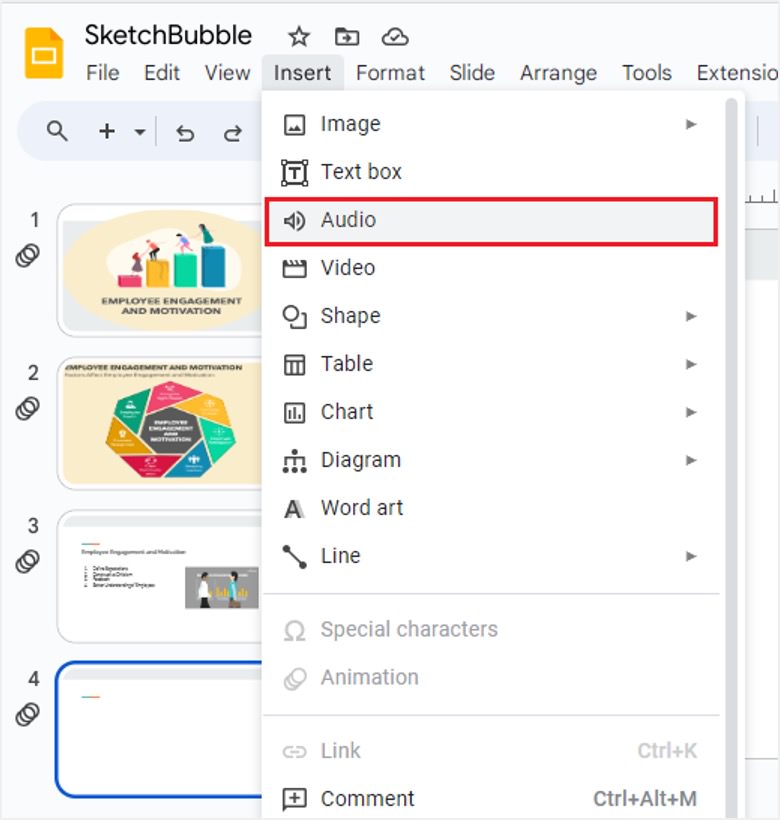 add audio google slides