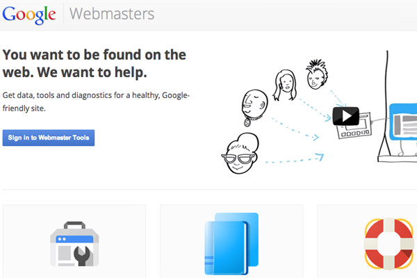 google webmasters tools homepage webapp layout