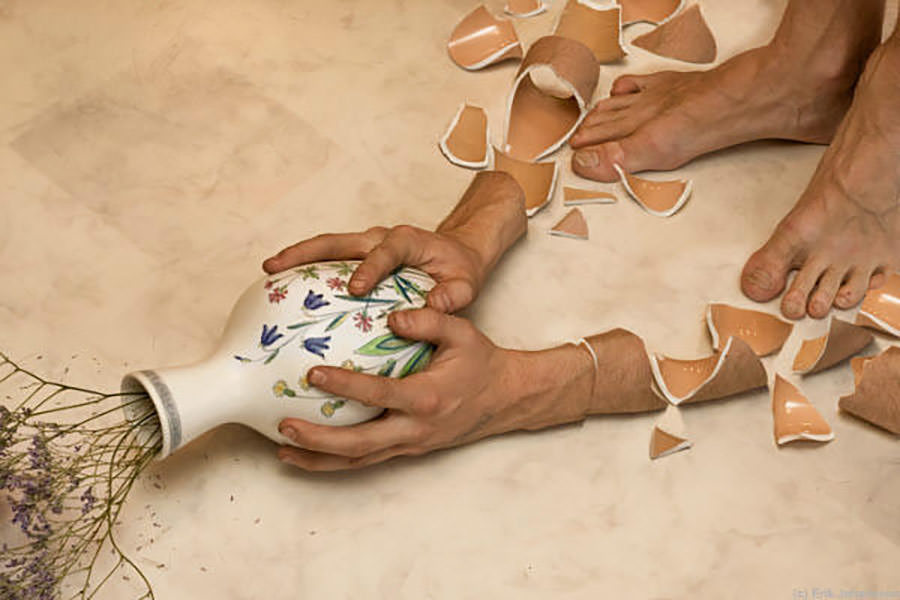 A surreal manipulation where a hand transforms in a vase