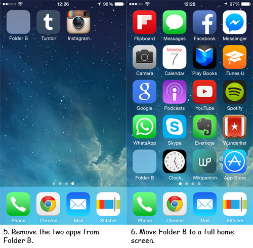 How To Hide Apps Or Folders On iOS 7 [No Jailbreak] - Hongkiat