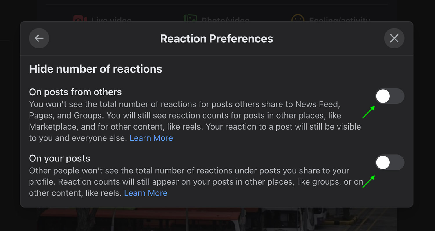 hide reaction count fb
