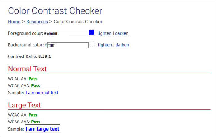 WebAim Colour Contrast Checker