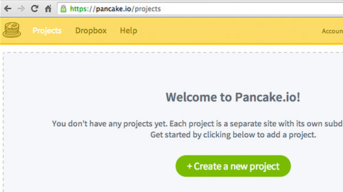 Creating a new project on Pancake.io