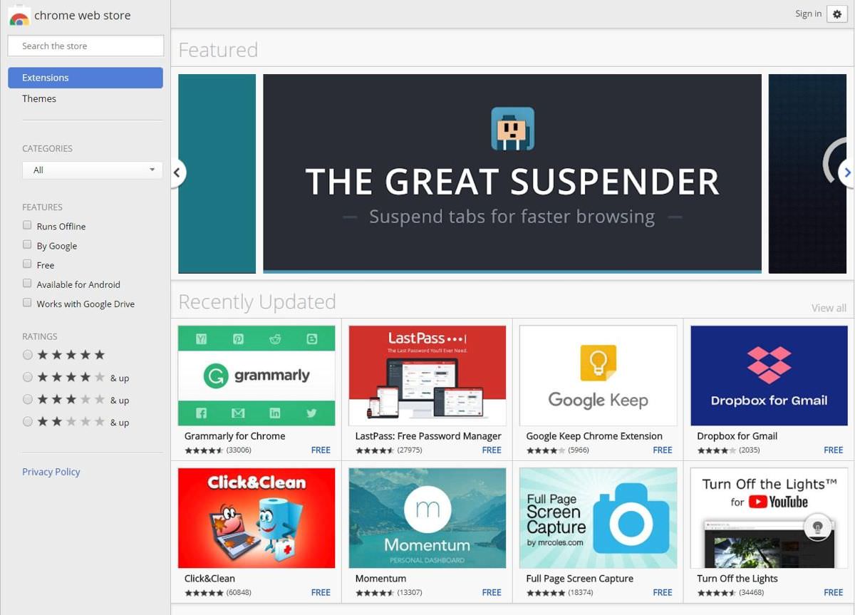 Chrome Web Store, Software