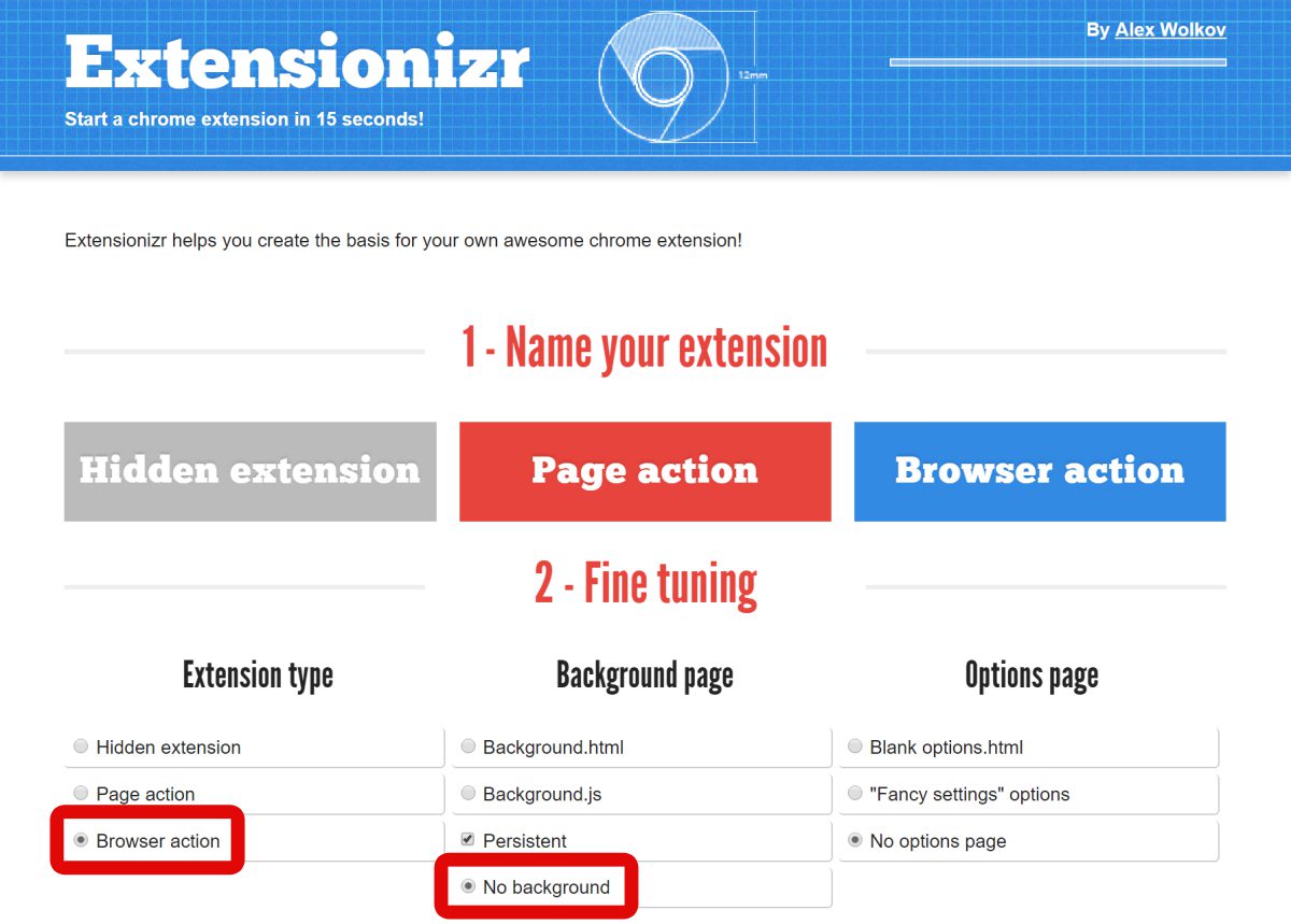 Extensionizr is the best boilerplate generator