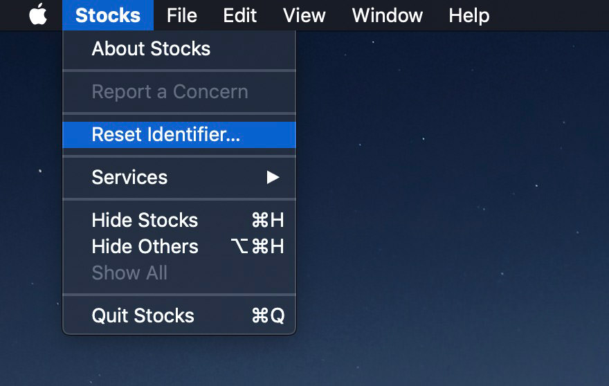 reset identifier for mac