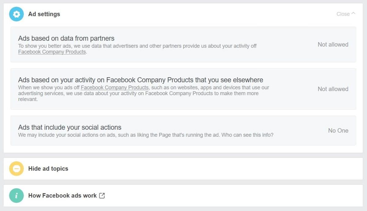 Ad settings (preferences) on Facebook