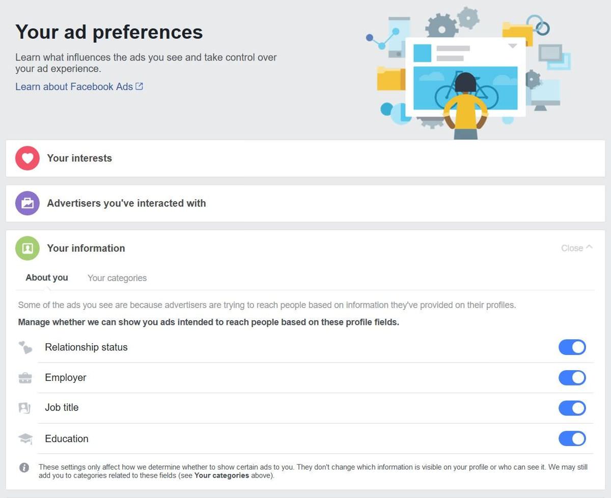 Your information section in ad preferences