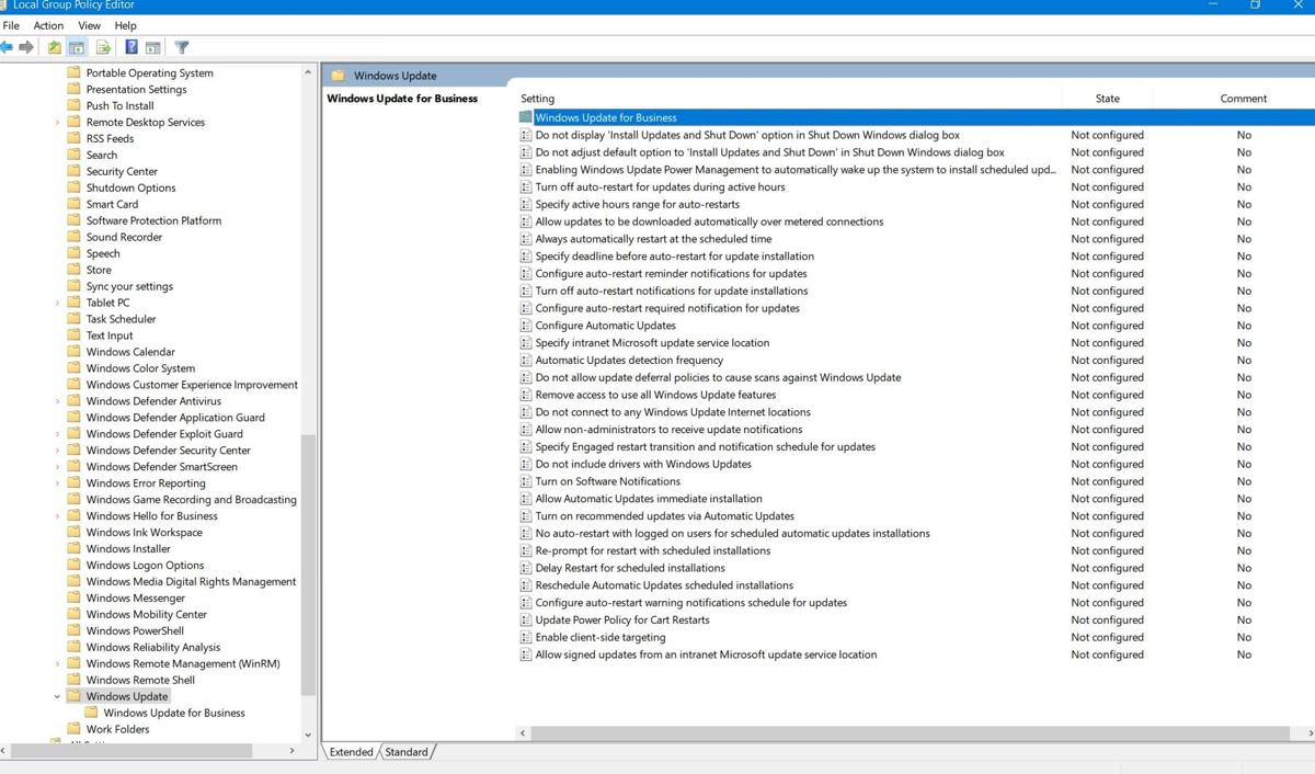 Windows Update in Local Group Policy Editor