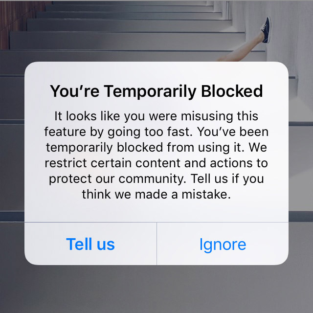 instagram temporarily blocked