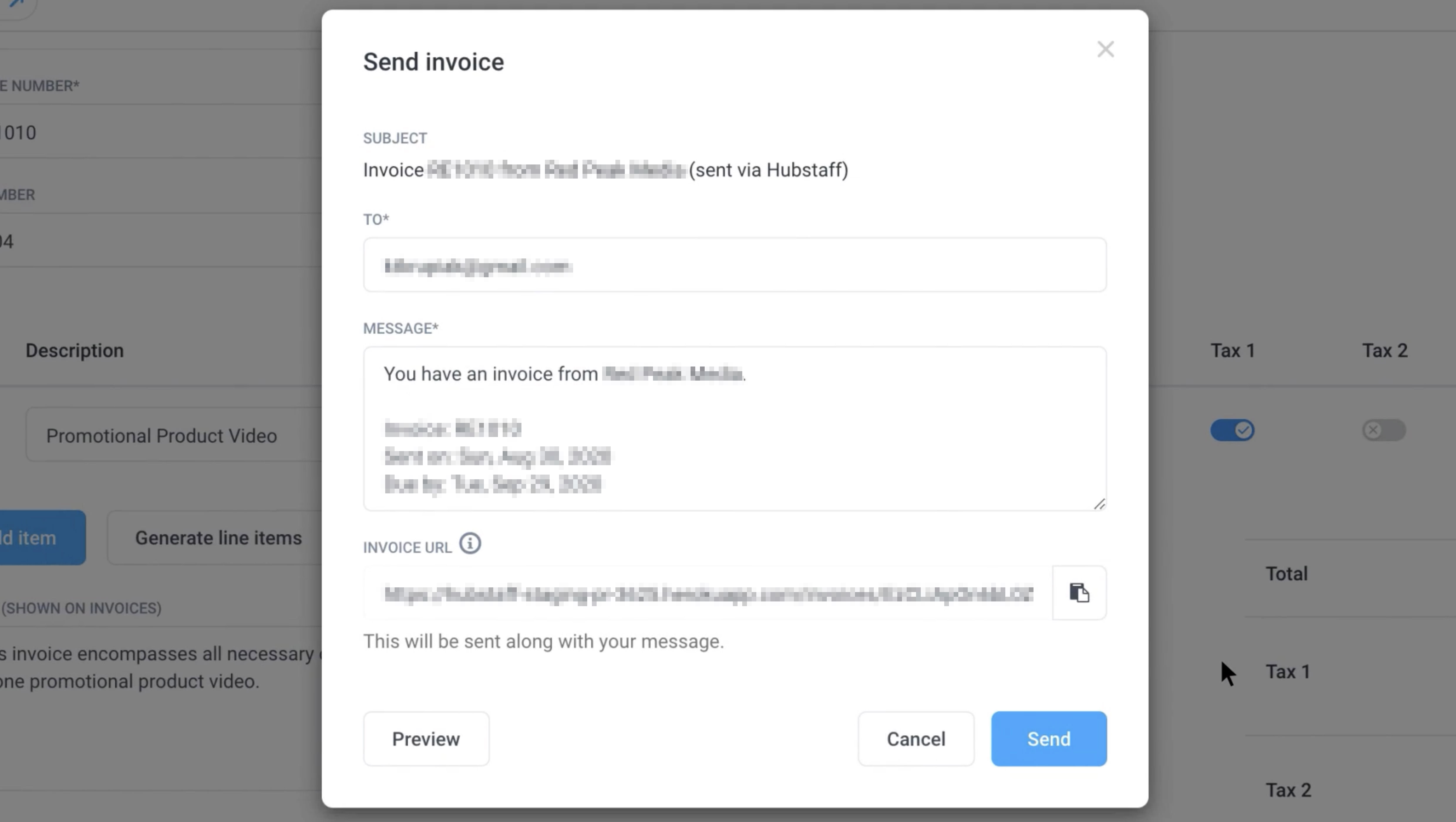 Creating and sending invoices in Hubstaff