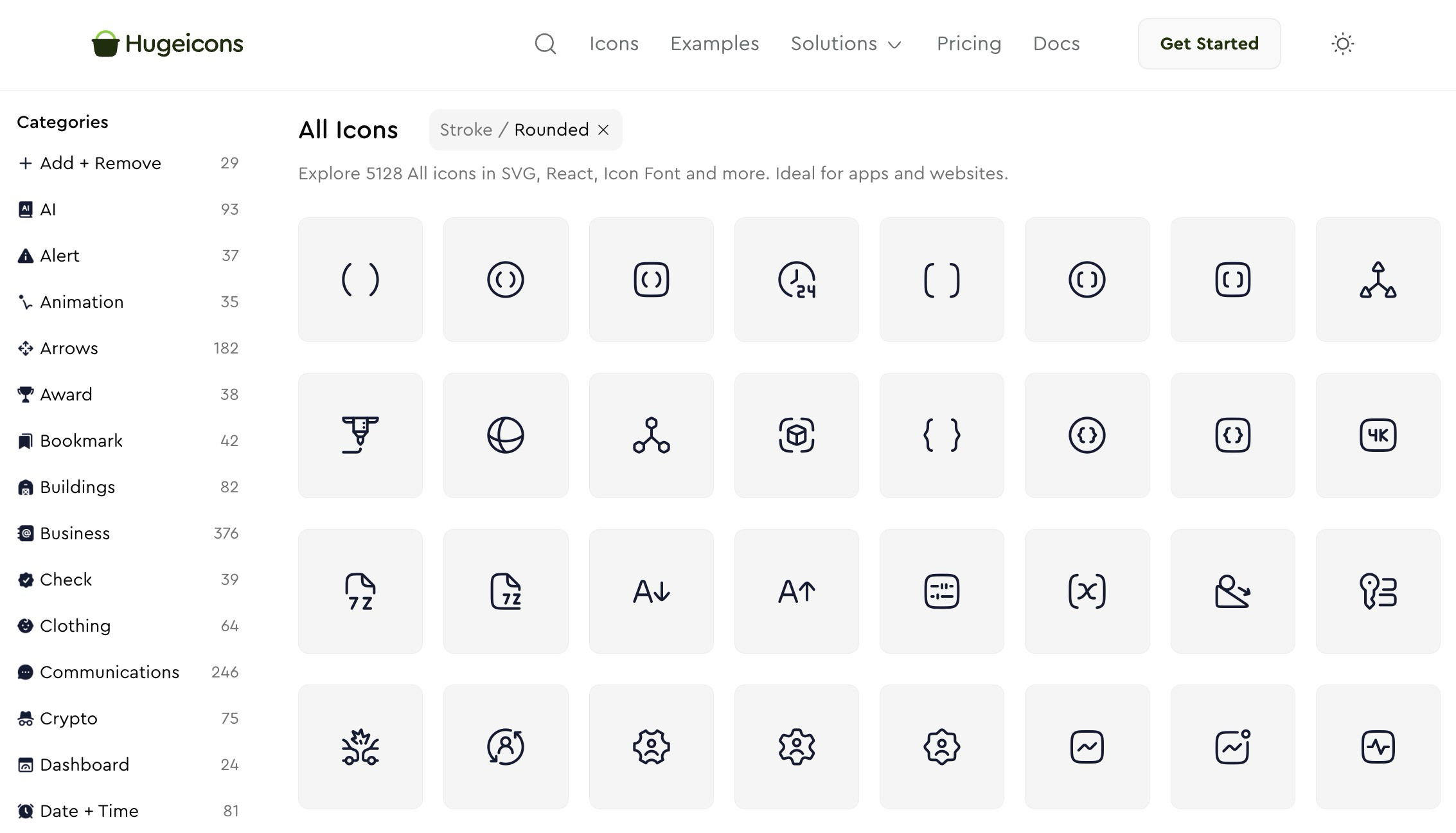 Hugeicons homepage