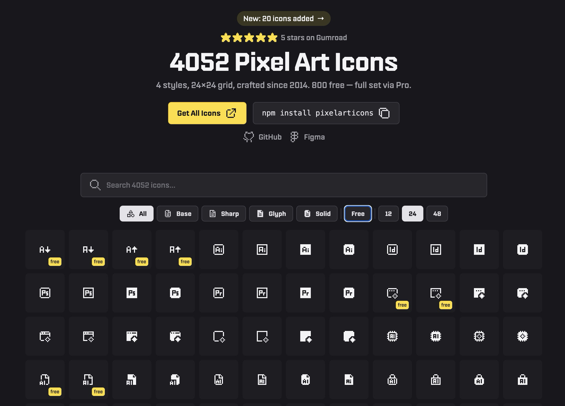 Pixelarticons homepage