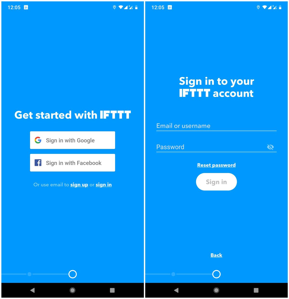 Sign up or log in to IFTTT