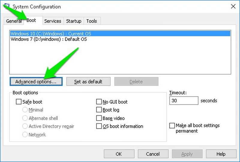 boot advance options