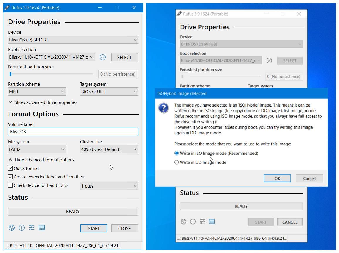 Create a bootable disk of Bliss OS