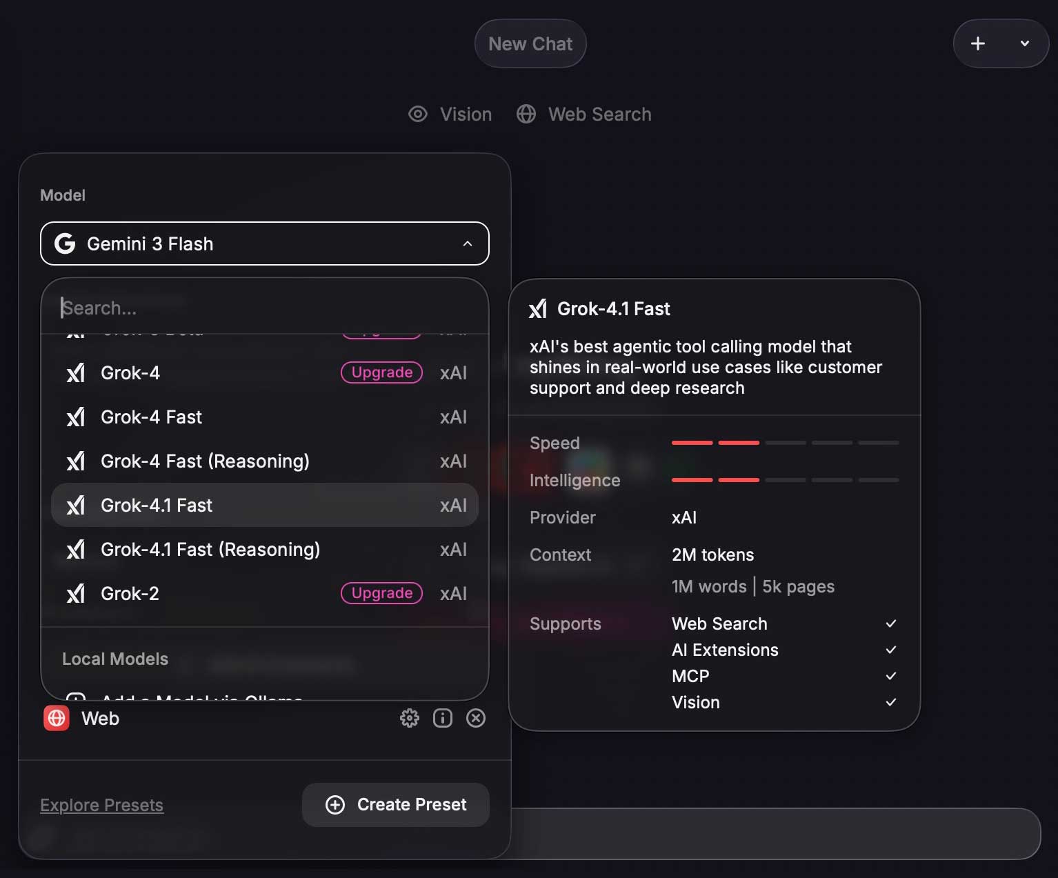 Raycast AI launcher on Mac with Grok and other AI models in the command palette