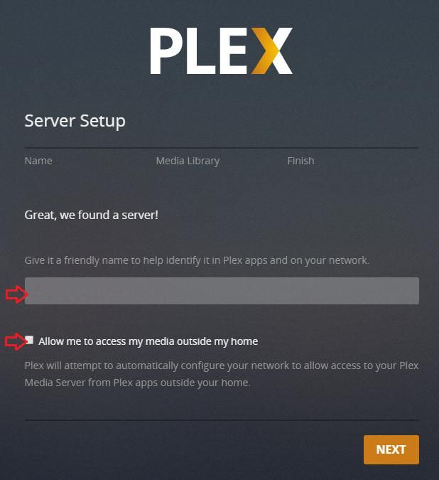 Setting up server name in Plex