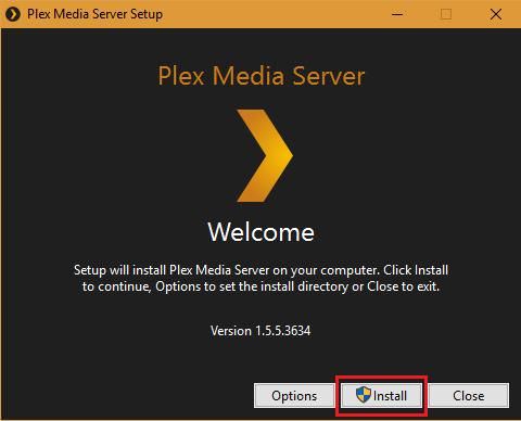 Abra la instalación de Plex Media Server's setup