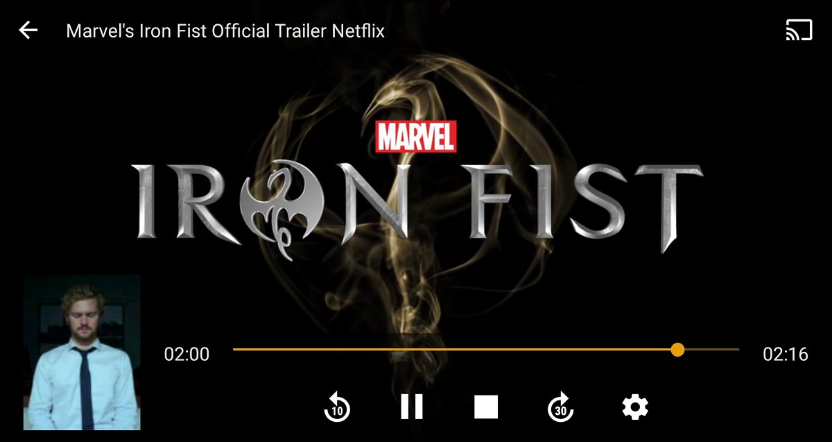 Reproduciendo el tráiler de Iron Fist en Plex