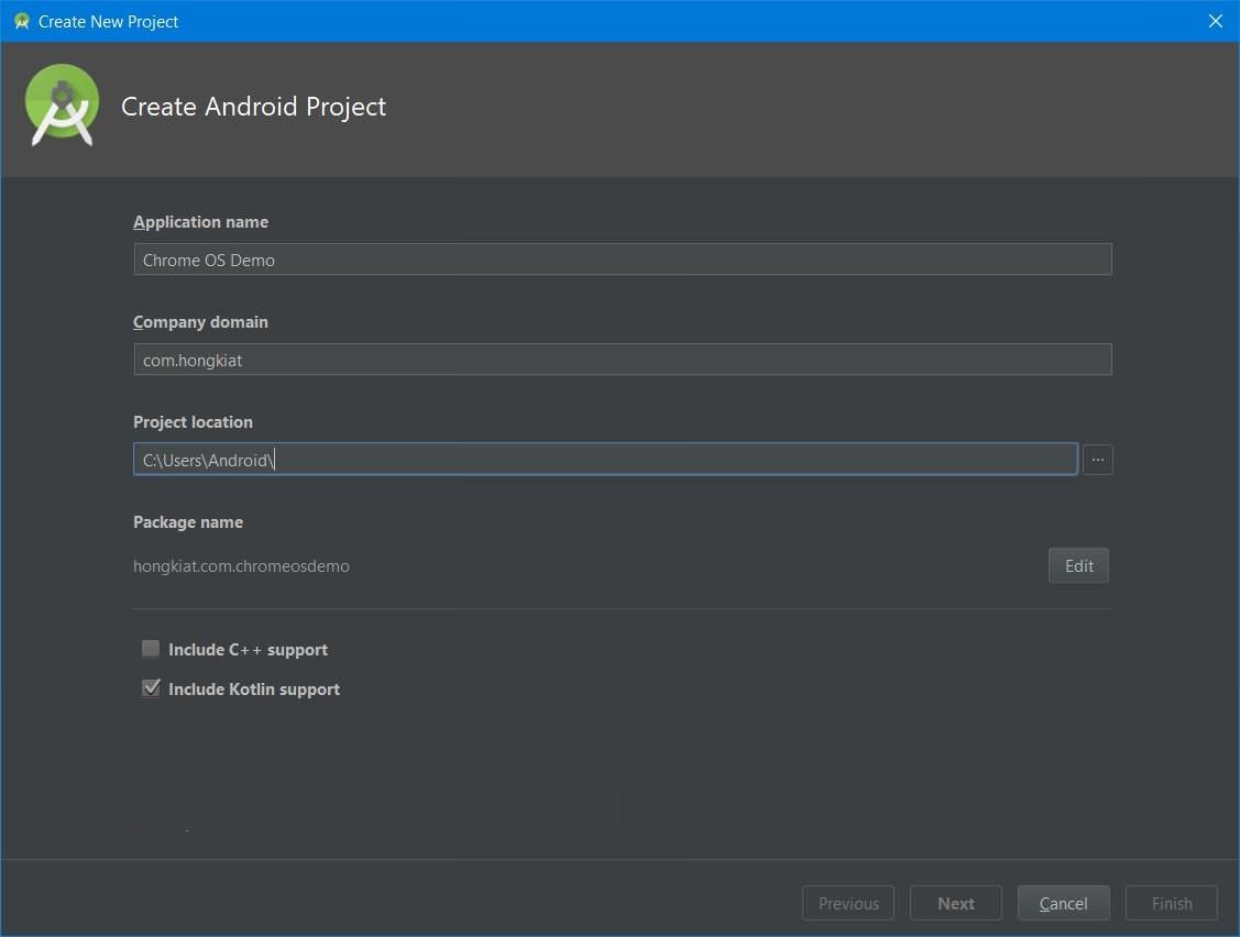 Create a project in Android Studio