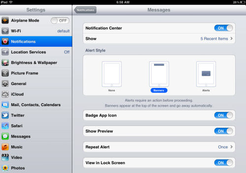 Customizing the Notification Center