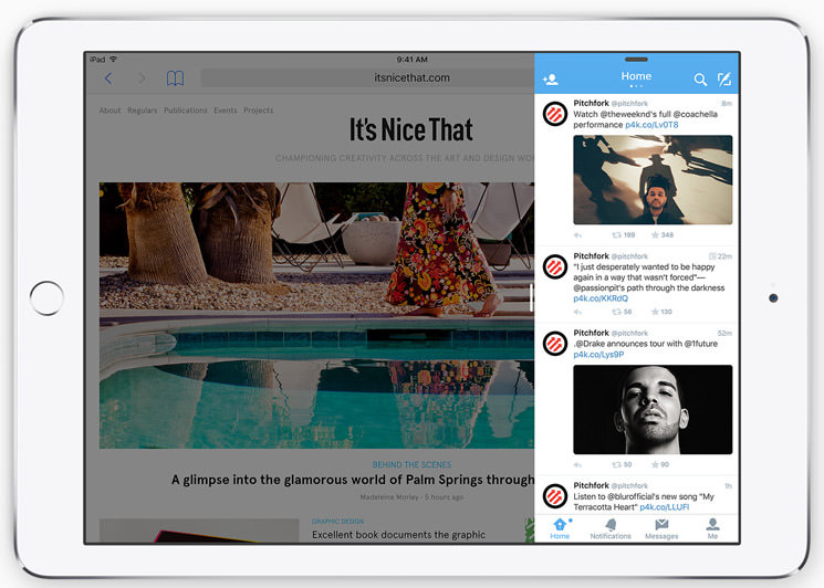 Slide Over feature on iPad for multitasking with a second app