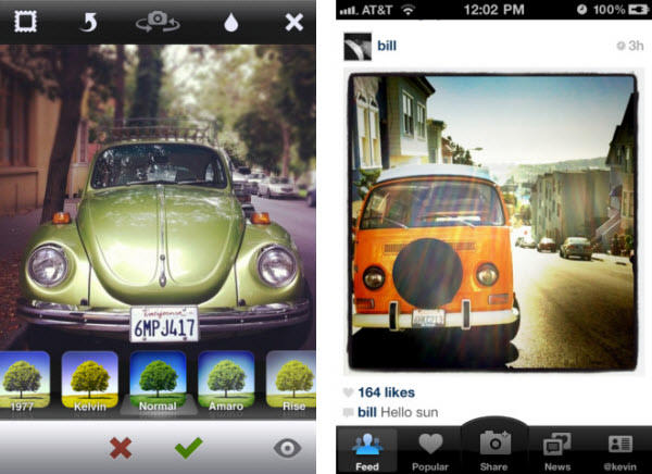 Instagram app interface